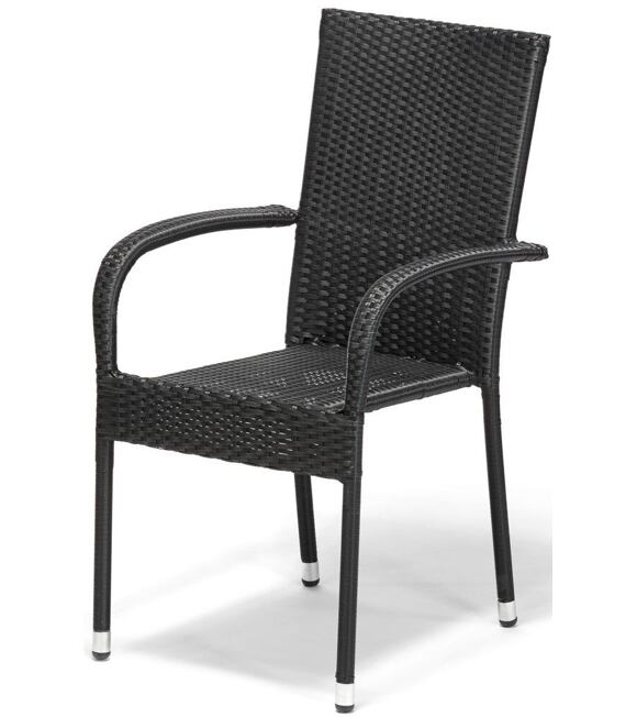 Paris Stapelbarer Gartensessel, Stahl/Polyrattan, schwarz NOELA 345663