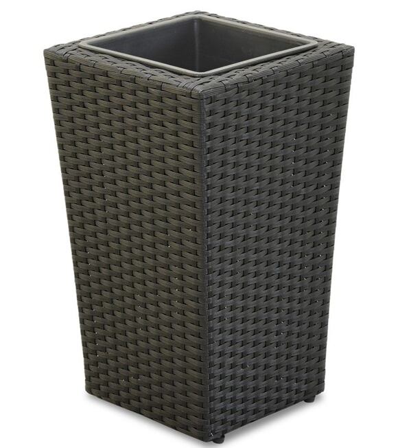 Oss Pflanzgefäß, Polyrattan/Metall/Kunststoff, schwarz NOELA 20055