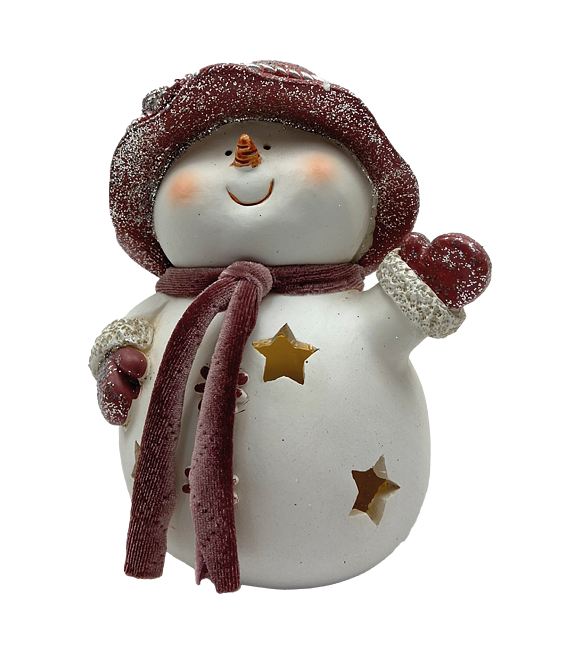 Schneemann mit rosa Hut LED 18 x 13 cm Prodex A00544