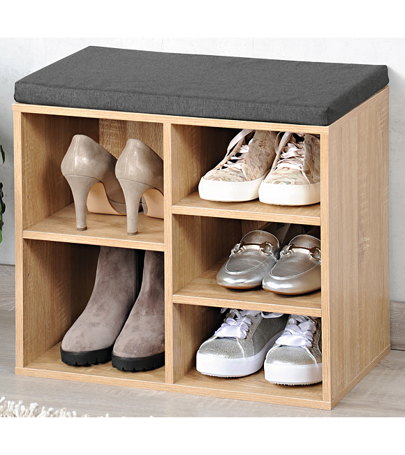 Schuhregal mit Sitz 51,5 x 48 x 29,5 cm, Dekor Eiche KESPER 15925