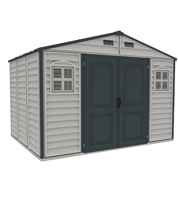 WoodSide Plus Gartenhaus 233 x 325 x 240 cm, Vinyl, grau/anthrazit DURAMAX 30227