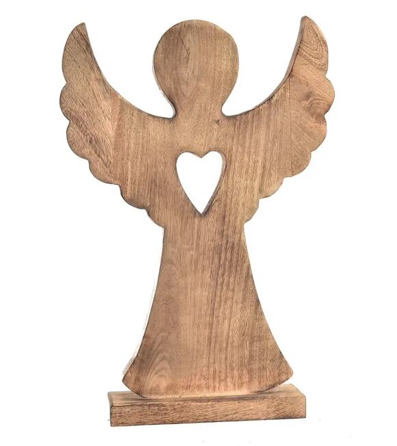 Engel Herz 17 x 6 x 37 cm, Mangoholz INDECOR X10554