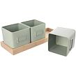 Greenish Kräutertopf 11,5 x 11,5 cm + Untersetzer, Metall/Bambus ORION 310629