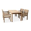 Gartenmöbel aus Holz – Tisch Garden I + 4x Sessel Kingsbury, Teak NOELA 345917SETK14