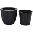 Hilversum Pflanzgefäß, Polyrattan/Metall/Kunststoff, schwarz NOELA 20052